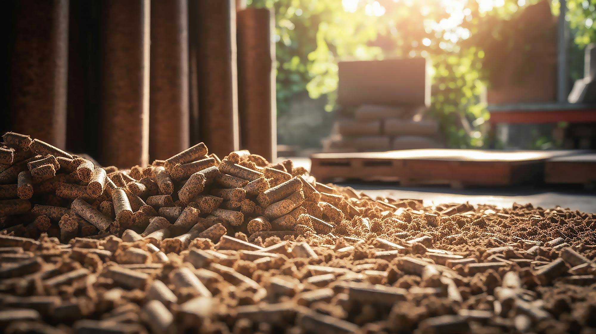 Granulés de bois pour le chauffage, fabriqués à partir de déchets de bois compressés