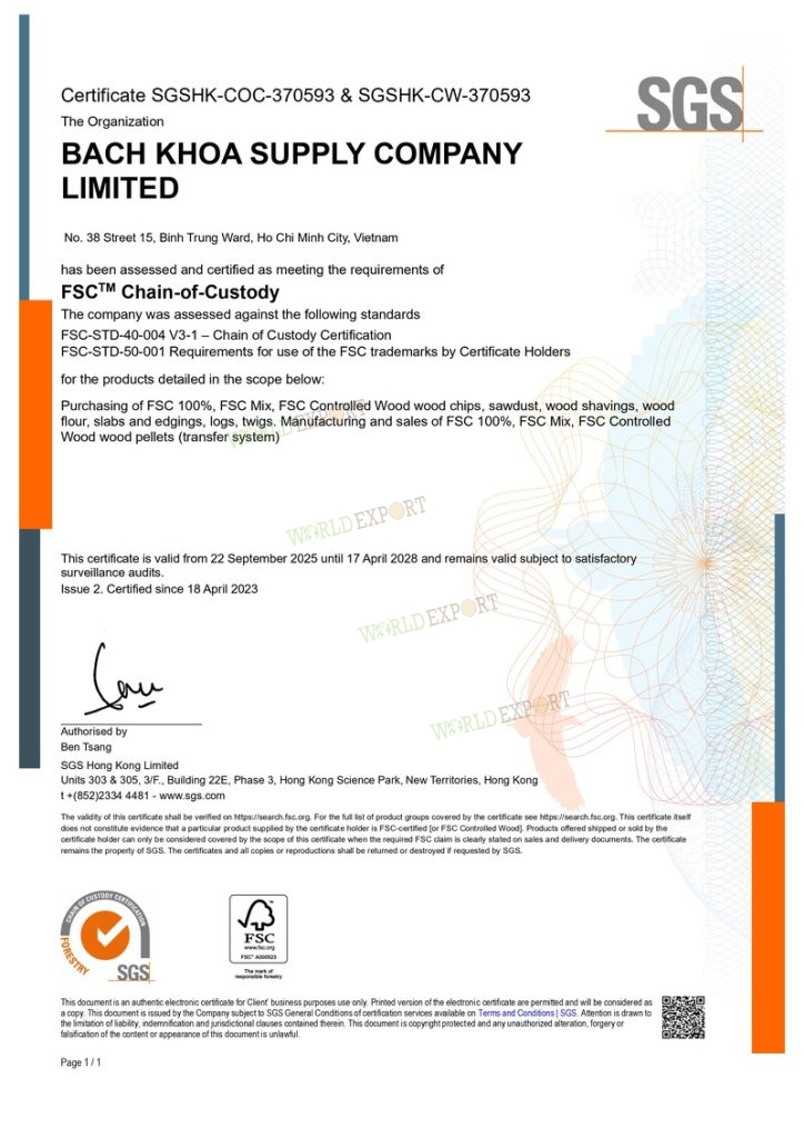 Bach Khoa FSC CoC Certified 