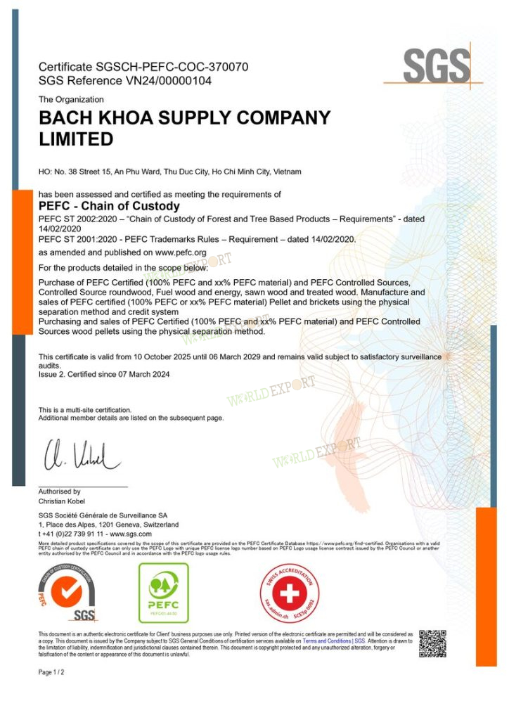 Bach Khoa PEFC CoC Certified